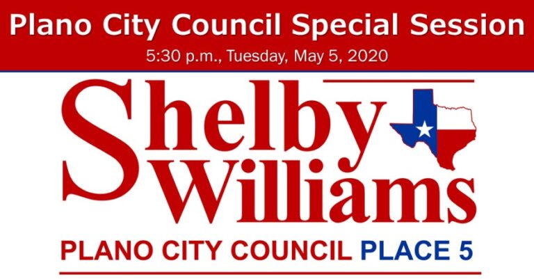 May 5th Plano City Council Special Called Meeting