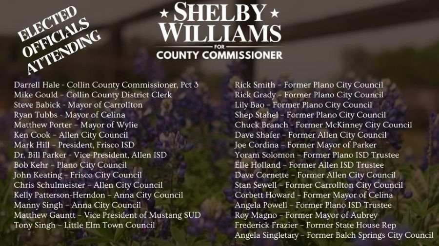 Shelby Williams for Collin County Commissioner Gridiron Victory Kickoff