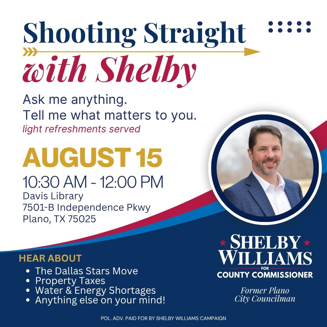 Shooting Straight with Shelby — August 15, 10:30 AM to 12:00 PM, Davis Library, 7501-B Independence Pkwy, Plano, TX 75025