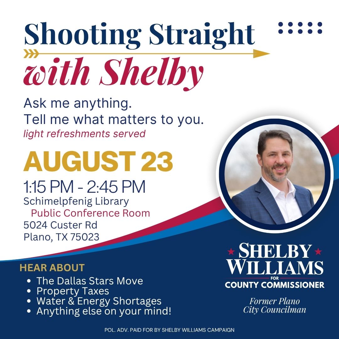 Shooting Straight with Shelby — August 23, 1:15 PM to 2:45 PM, Schimelpfenig Library Public Conference Room, 5024 Custer Rd, Plano, TX 75023