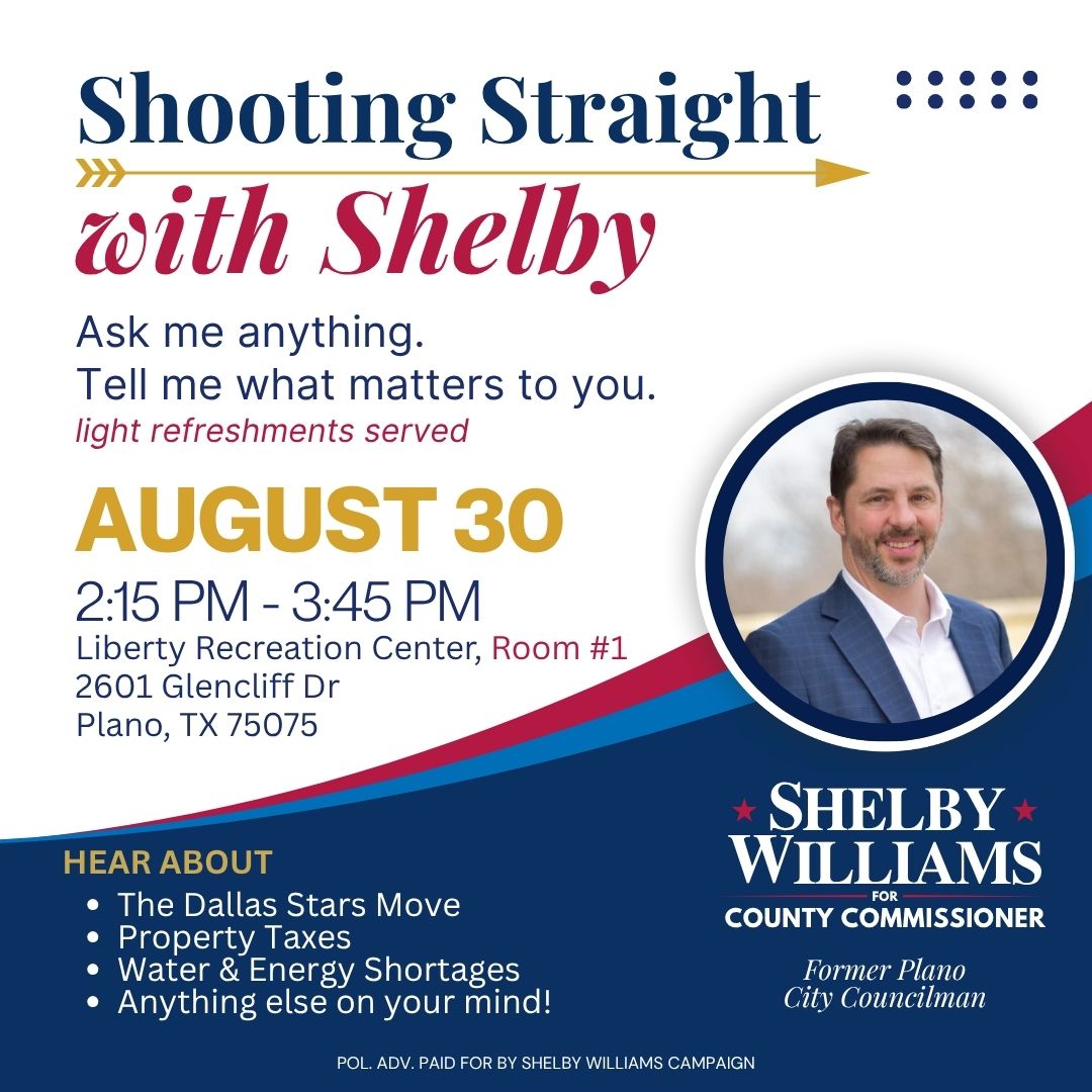 Shooting Straight with Shelby — August 30, 2:15 PM to 3:45 PM, Liberty Recreation Center Room #1, 2601 Glencliff Dr, Plano, TX 75075