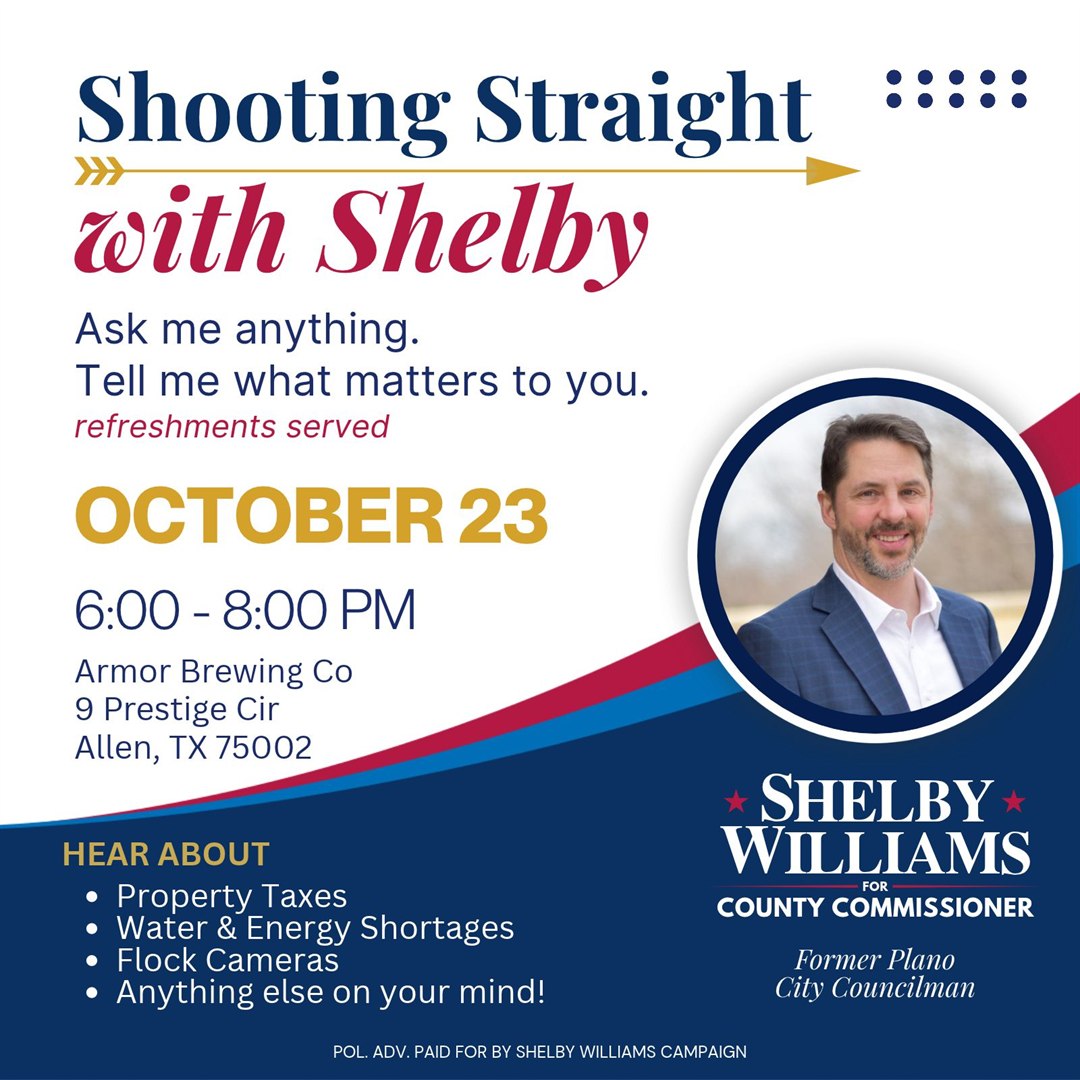 Shooting Straight with Shelby — October 23, 6:00 PM to 8:00 PM, Armor Brewing Co, 9 Prestige Cir, Allen, TX 75002